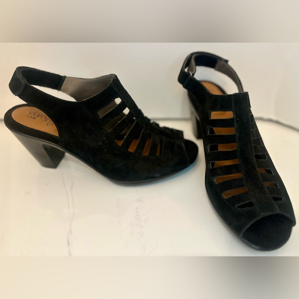 Eurosoft Black Suede Heeled Sandals - FINAL PRICE